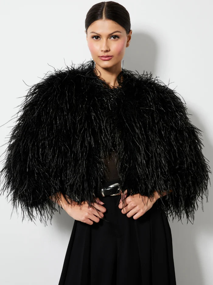 KIDMAN FEATHERED BOXY JACKET | Alice + Olivia