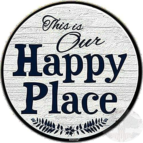 Eletina New Rustic Farmhouse Round Metal Sign This is Our Happy Place Sign Retro Kitchen Decor Wa... | Amazon (US)