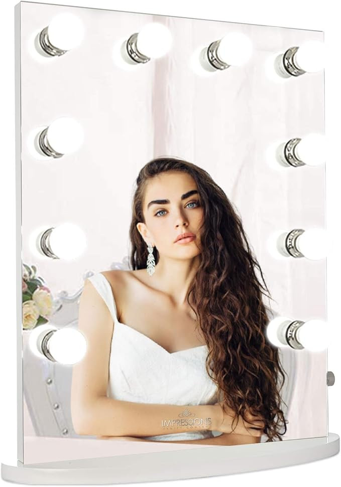 IMPRESSIONS Hollywood Premiere Slim Vanity Mirror with 10 Frosted LED Lights, Vanity Dressing Sli... | Amazon (US)