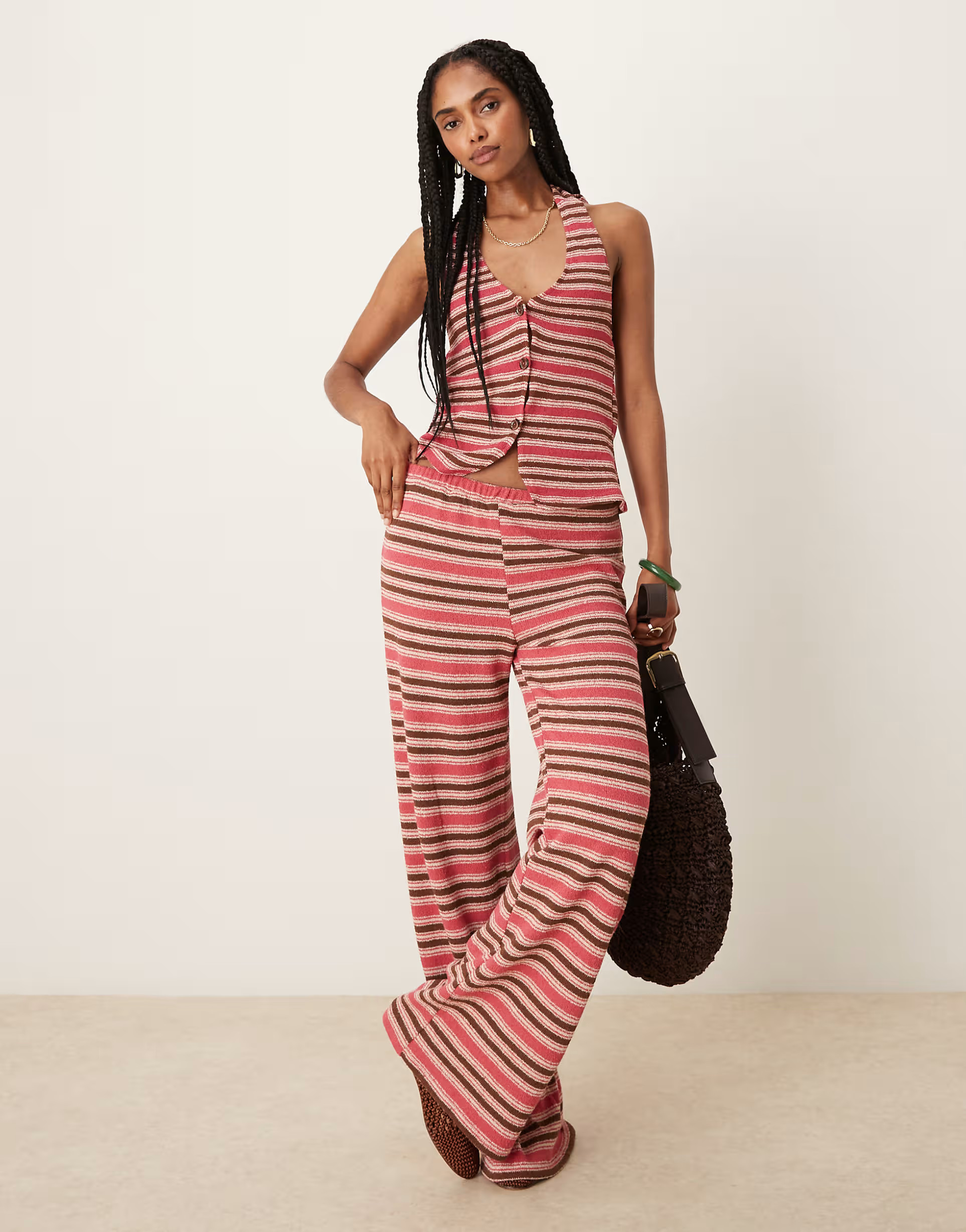 ASOS DESIGN stripe wide leg trouser co-ord in stripe | ASOS (Global)