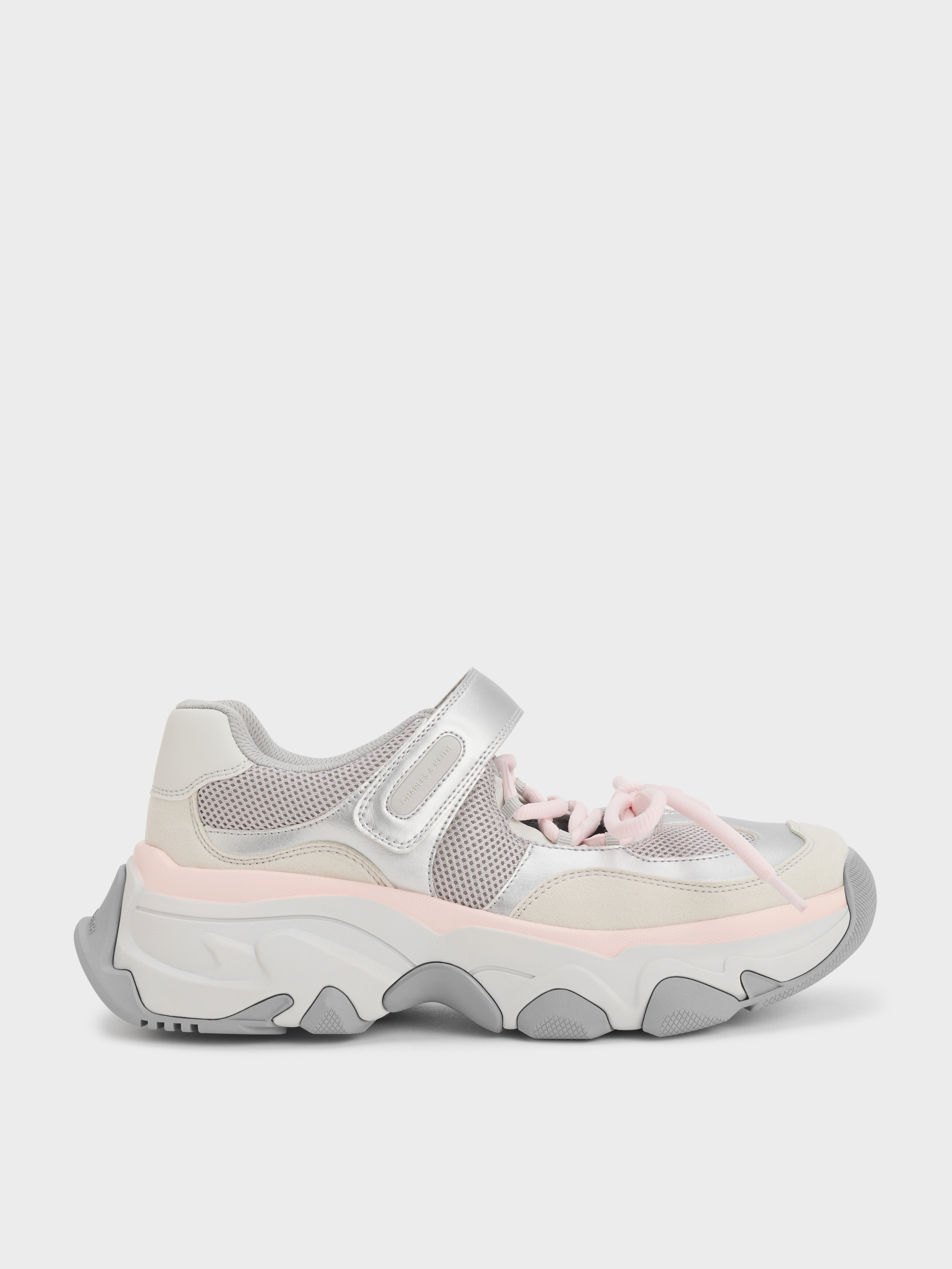 Gaskell Metallic Mesh Mary Jane Sneakers
    
         - Light Pink | Charles & Keith EU