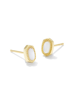 Mini Ellie Gold Stud Earrings in Ivory Mother-of-Pearl | Kendra Scott