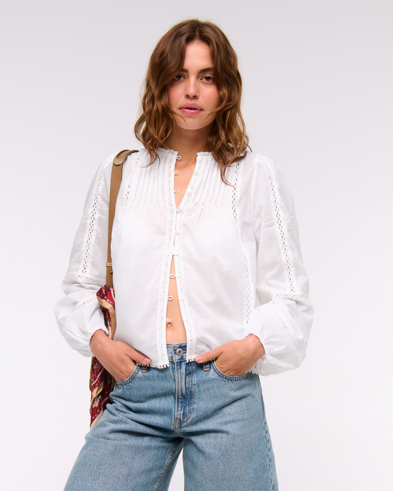 Long-Sleeve Lace-Trim Top | Abercrombie & Fitch (US)