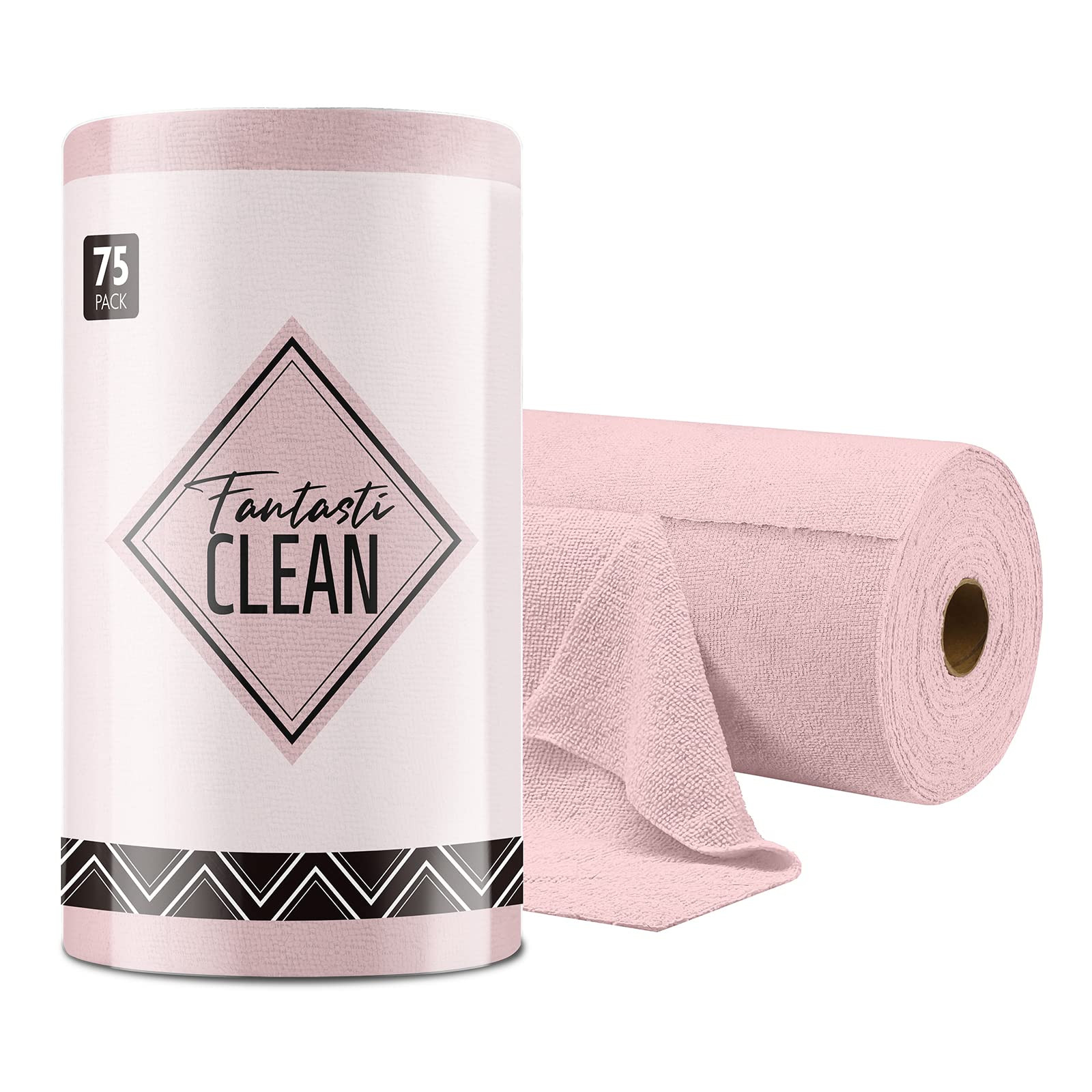 Microfiber Cleaning Cloth Roll -75 Pack, 12x12", Tear Away Towels, Reusable Washable Rags (Pink) | Amazon (US)