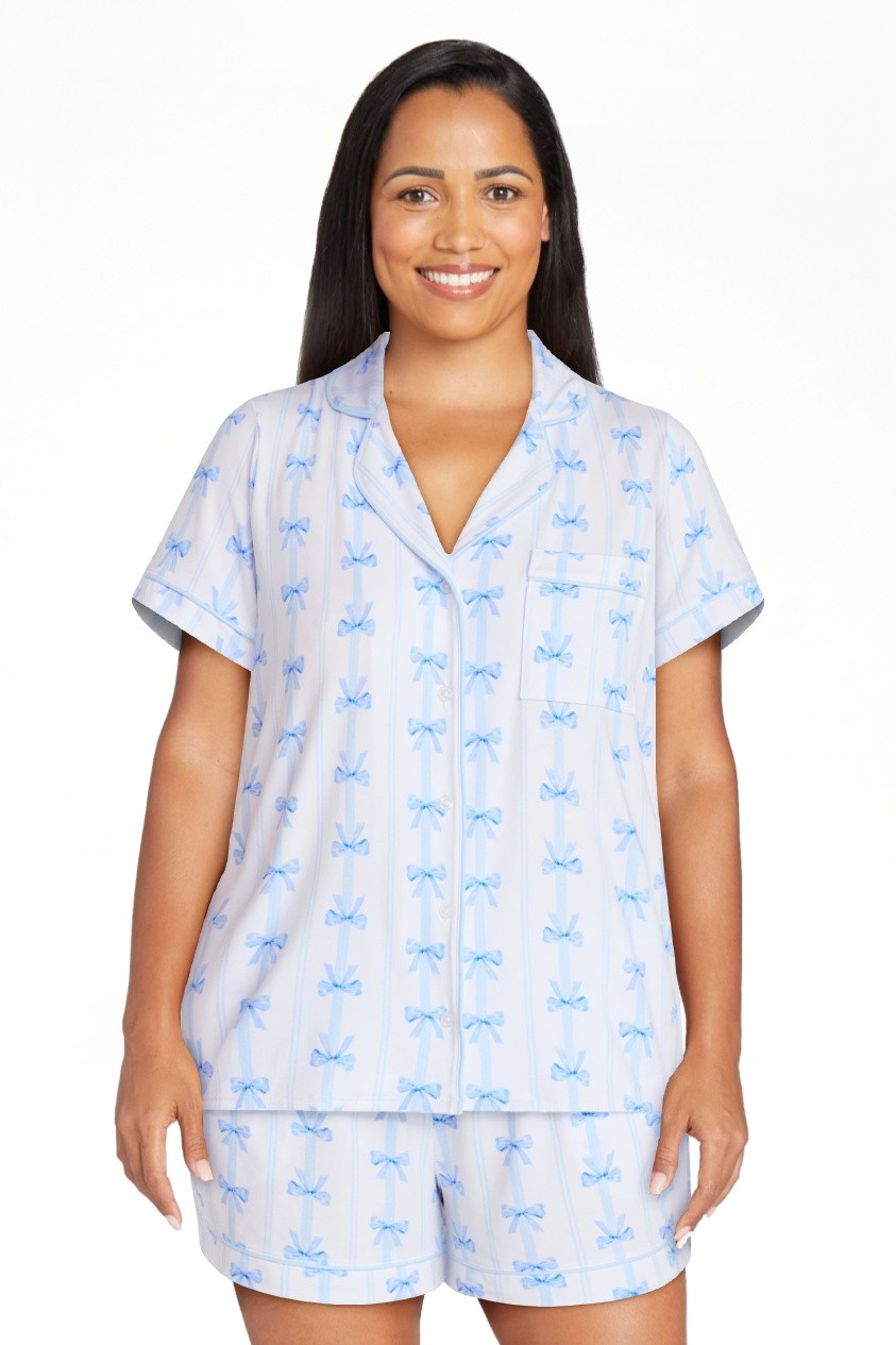 Joyspun Women’s Dreamy Soft Collection Bridal Short Sleeve Knit Notch Collar Top and Shorts Paj... | Walmart (US)