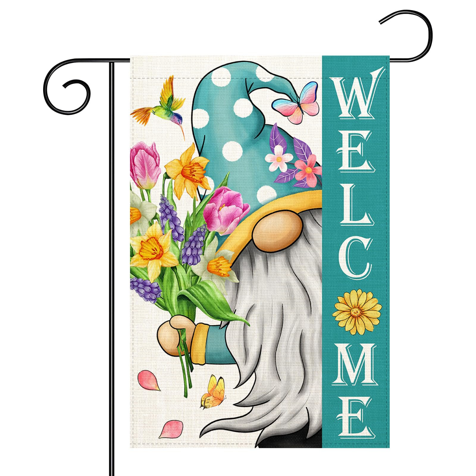 Welcome Spring Gnomes Garden Flag 12x18 Double Sided Vertical Outdoor Flag for Spring Summer Farm... | Amazon (US)