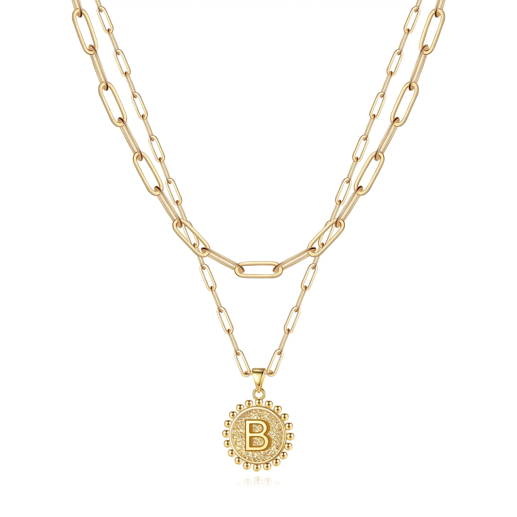 TINGN Layered Initial Necklaces for Women 14K Gold Plated Girls Dainty Layering Paperclip Choker ... | Walmart (US)