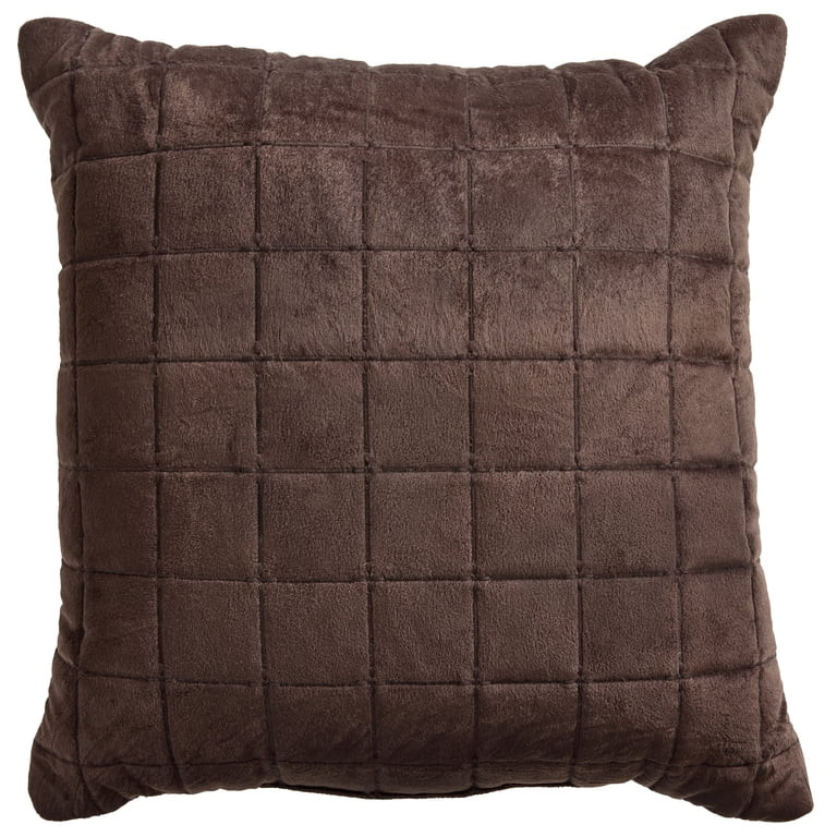 Better Homes & Gardens Luxurious Velvet Throw Pillow with Brown Basket Tufted Design 20x20 | Walmart (US)