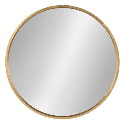 26" x 26" Travis Round Wood Accent Wall Mirror Gold - Kate and Laurel | Target