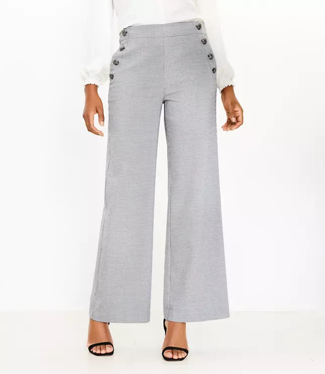 Curvy Sailor Trouser Pants in Houndstooth | LOFT