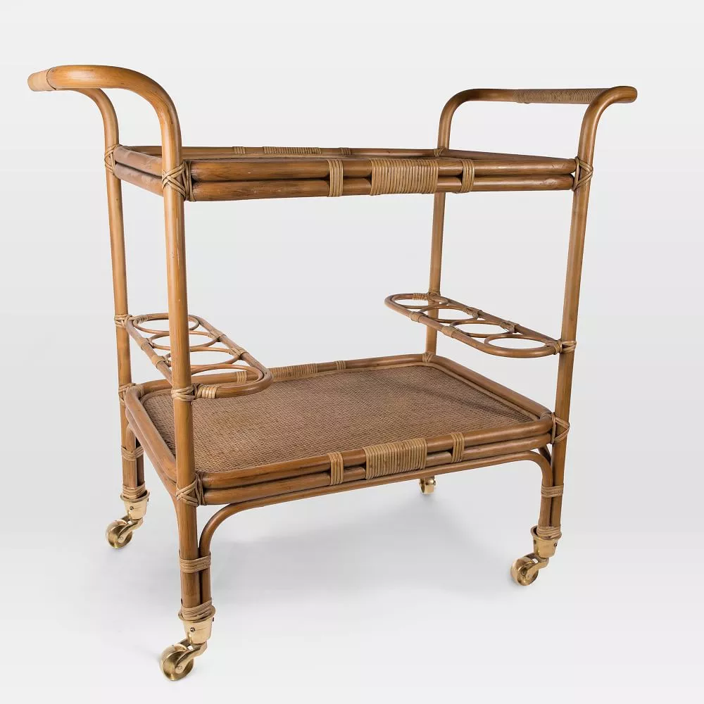 Feliz Rattan Bar Cart + Reviews, CB2