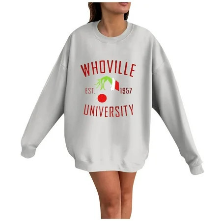 Grinch Grinch Costume Grinch Hoodie Ugly Christmas Sweater Women In My Christmas Sweatshirt Christmas Sweaters For Women(White S) | Walmart (US)
