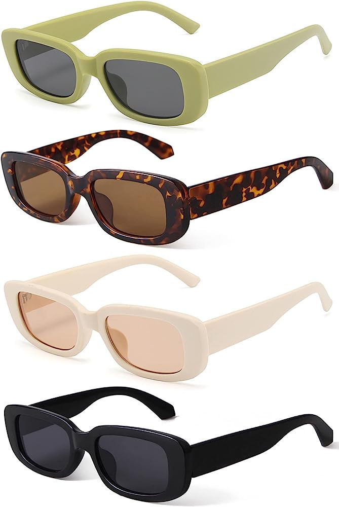 KUGUAOK Retro Rectangle Sunglasses Women and Men Vintage Small Square Sun Glasses UV Protection ... | Amazon (US)
