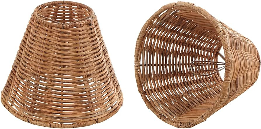 Aspen Creative 51003-2, Empire Clip-On Chandelier Lamp Shade, Natural Rattan, 3" Top X 6" Bottom ... | Amazon (US)