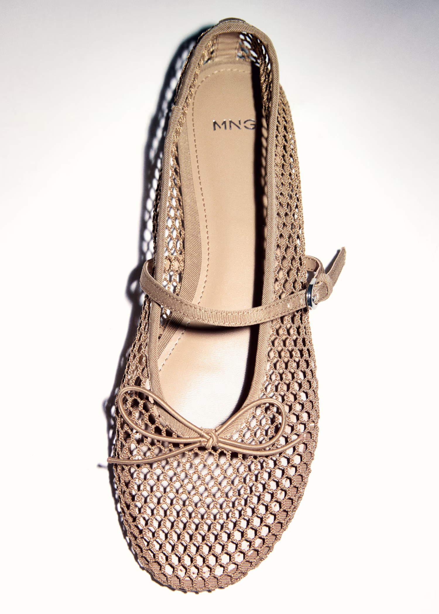 Mesh ballerina flats with buckle strap | MANGO (UK)