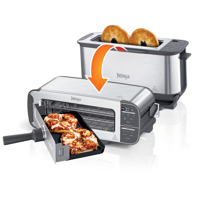 Ninja Foodi 2-in-1 Flip Compact Toaster Oven, Reheat Stainless steel 2 -Slice Toaster | Lowe's