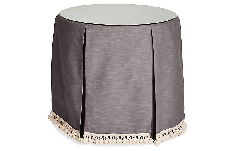 Eden Round Skirted Table, Charcoal | One Kings Lane