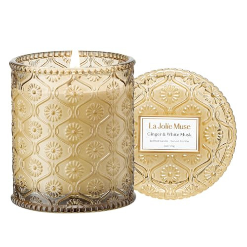 LA JOLIE MUSE Ginger & White Musk Candles | Ginger, Lemongrass & Musk | 6 oz Soy Candle | Natural Soy Wax | 40 Hours Clean Burn | Gift-Ready for Hosts & Gathering | Seasonal Home Décor | Amazon (US)