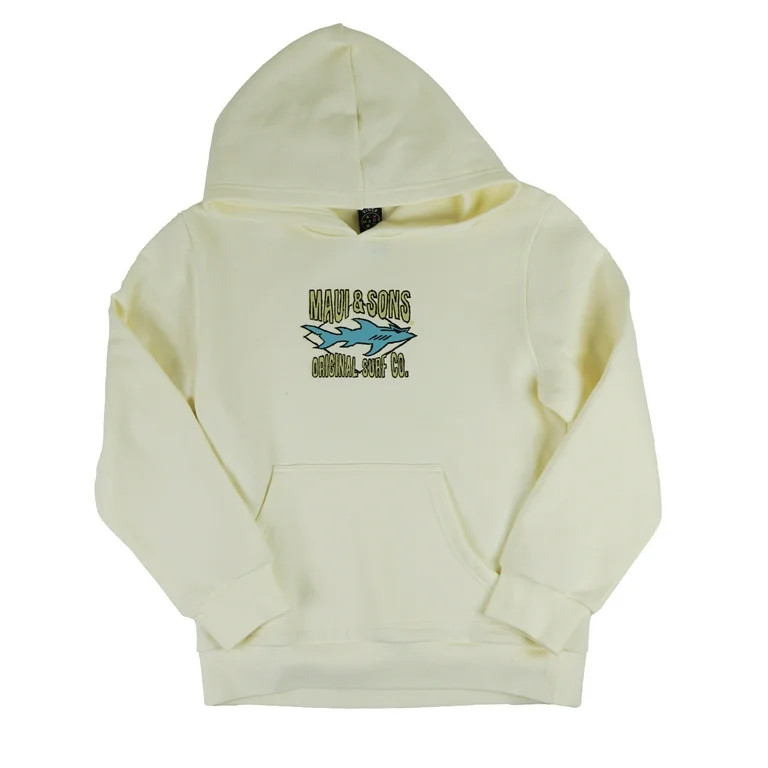 Maui and Sons Boys Fleece Hoodie, Shark Surf Graphic Pullover, Bone, Skate-Inspired Streetwear | Walmart (US)