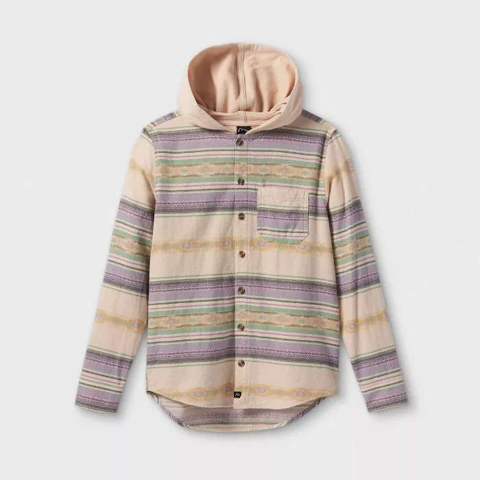 Boys' Flannel Long Sleeve Button-Down Shirt - art class™ Cream XS | Target