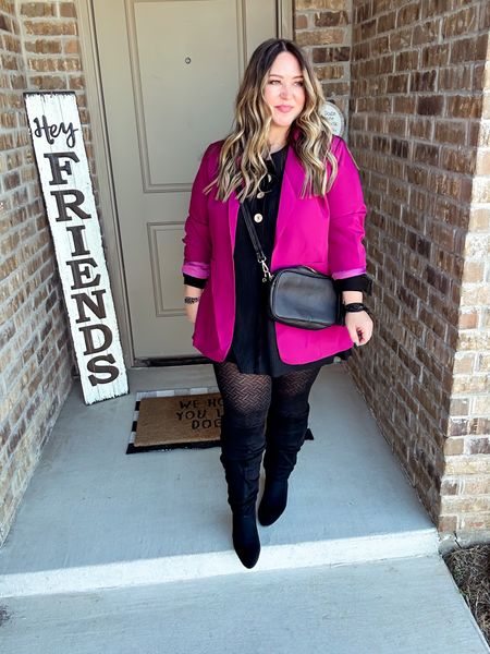 Blazer xxl (size up for more room in the arms)
Shirt size large (very oversized)
Tights size xl tts 
Boots (linking similar) 
Lip shade “lead the way"

#LTKstyletip #LTKcurves #LTKunder50