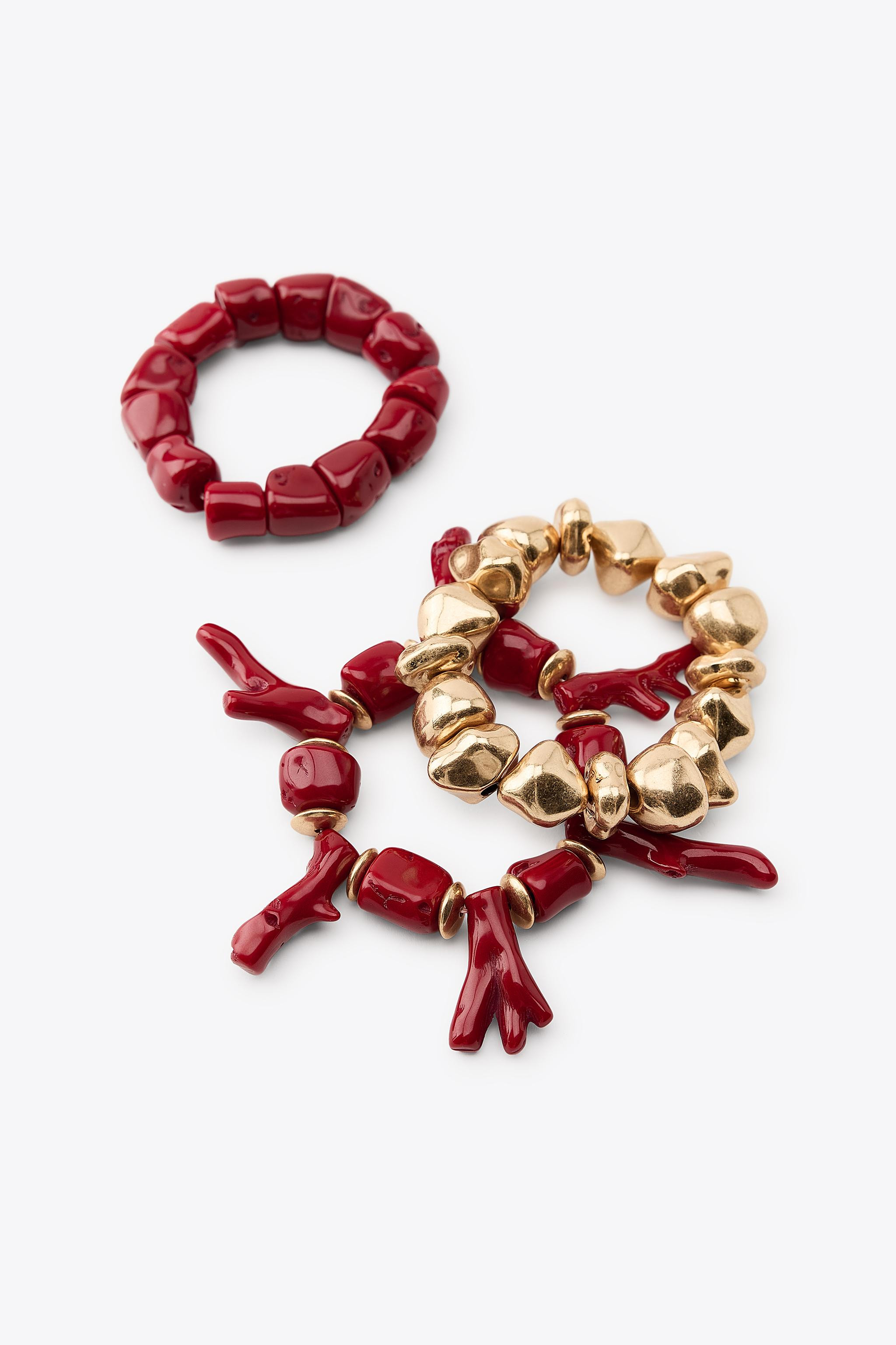 PACK OF 3 CORAL ELASTICATED BRACELETS | Zara UK