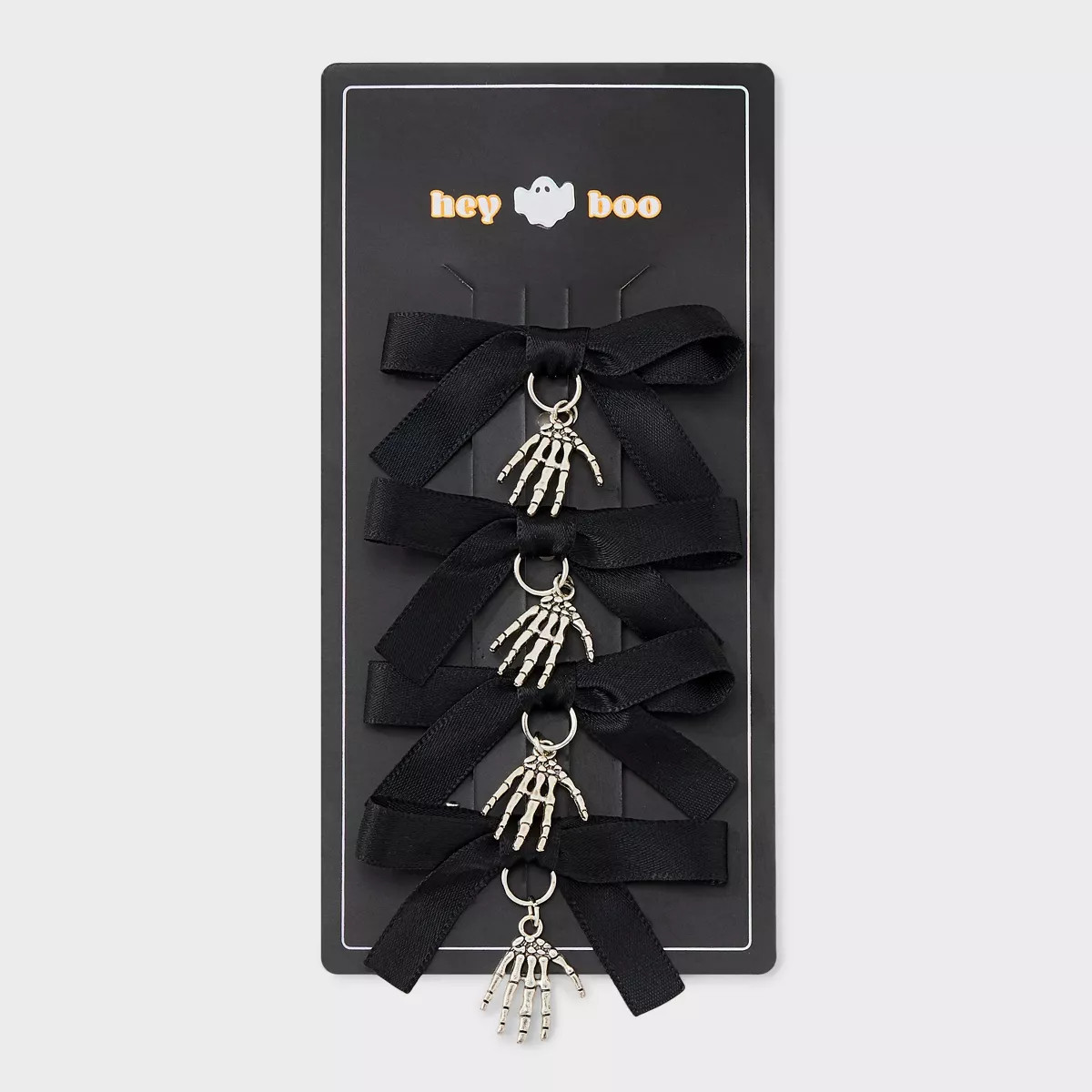 Halloween Bow with Skeleton Hands Hair Clip Set 4pc - Black/Silver | Target