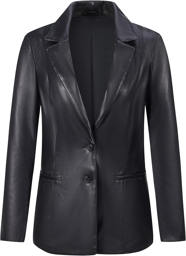 RISISSIDA Women's Faux Leather Blazer Jacket 2022 Fall and Spring Fashion, Casual Loose Oversized... | Amazon (US)