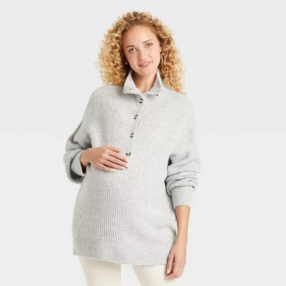 Half Button-Up Pullover Maternity Sweater - Isabel Maternity by Ingrid & Isabel™ | Target