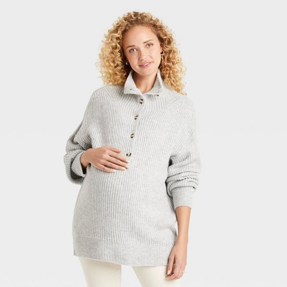 Half Button-Up Pullover Maternity Sweater - Isabel Maternity by Ingrid & Isabel™ | Target