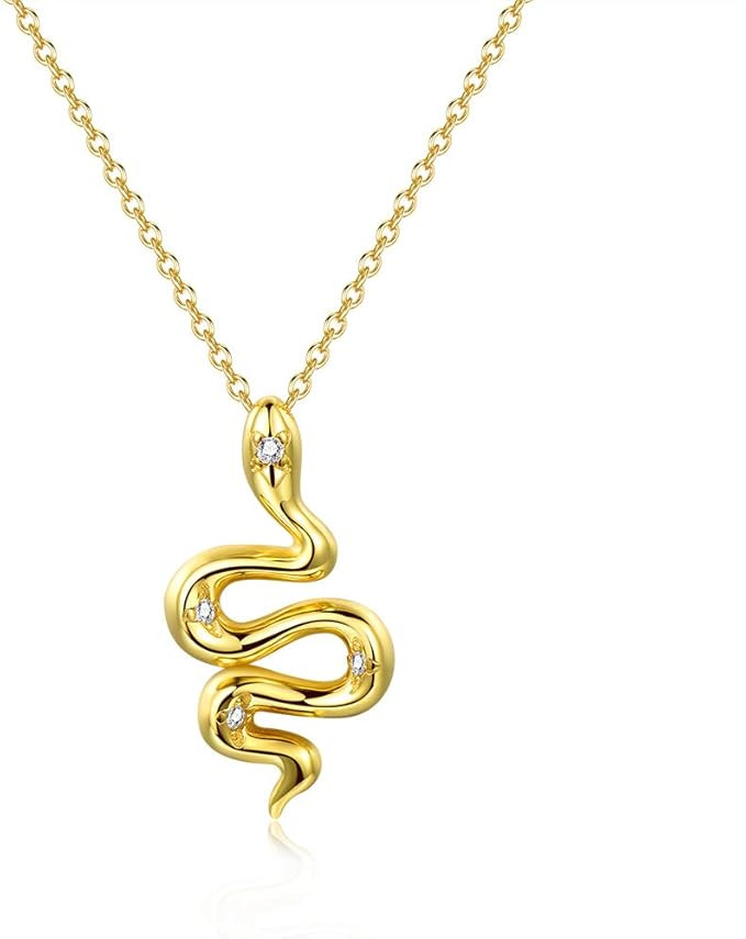 Gold Snake Pendant Necklace 16 Inch | Amazon (US)