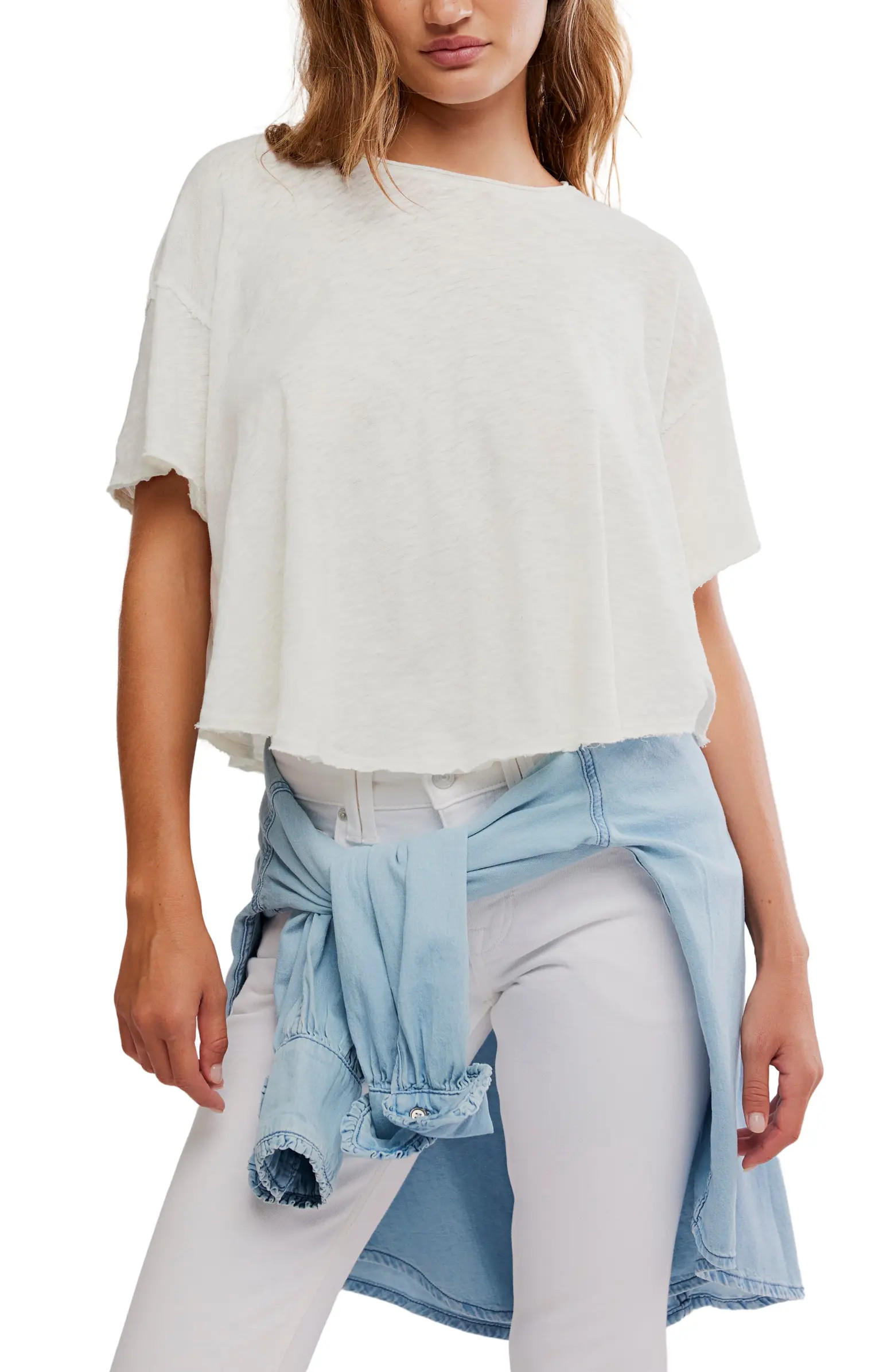Free People Elsie Linen & Cotton Slub Jersey Swing T-Shirt | Nordstrom | Nordstrom