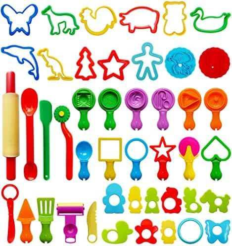 FRIMOONY Dough Tools Set for Kids, Various Plastic Molds, Assorted Colors, 45 Pieces | Amazon (US)