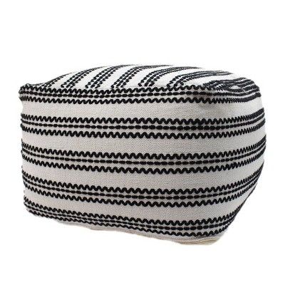 Chukar Contemporary Large Square Cotton Pouf Black/Natural - Christopher Knight Home | Target