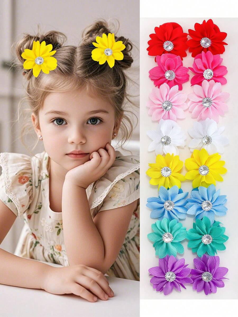 10pcs/Pack Girls Solid Color Flower Petal Hair Scrunchies, Soft, Non-Damaging, Elastic Ponytail H... | SHEIN