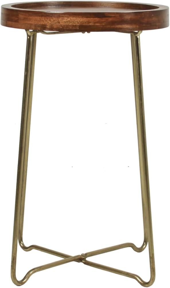 East at Main Round Side Table - Hand Made- Natural Bone Inlay - Iron Legs - 19 inch, Black (19" S... | Amazon (US)