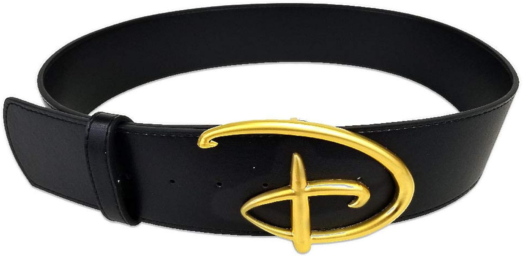 Buckle-Down Women's Disney, Signature D Logo Gold Cast Black, Vegan Leather Belt | Amazon (US)