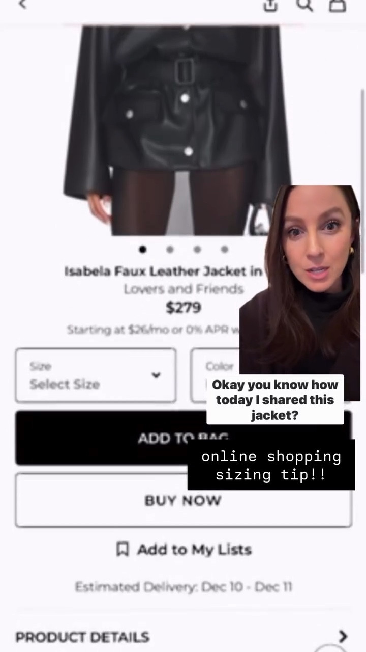 online shopping sizing tip!! Code “happy20” for 20% off this jacket today!