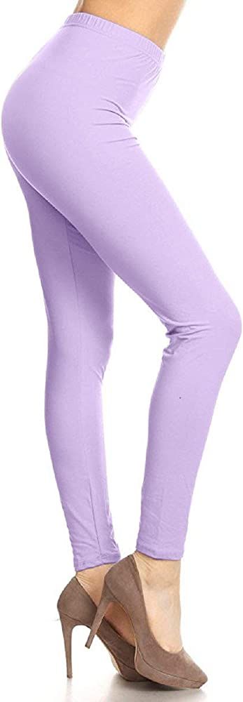 Leggings Depot High Waist Leggings for Women Buttery Soft 1 inch Waistband Solid Leggings - Reg, ... | Amazon (US)