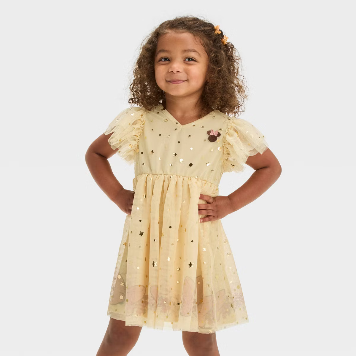 Toddler Girls' Disney Minnie Mouse Embroidered Soft Tulle Dress - Cream | Target