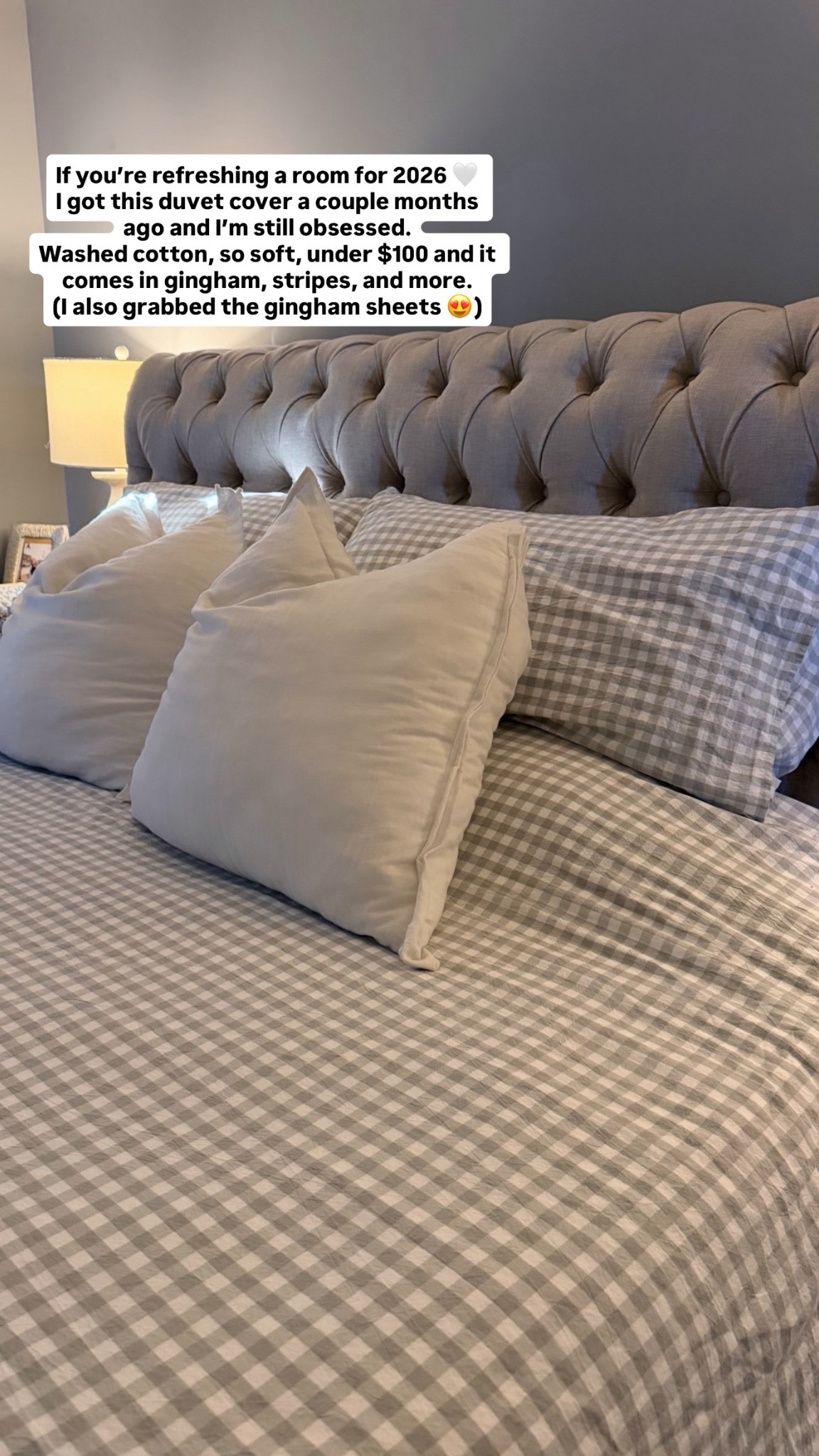 If you’re refreshing a room for 2026 🤍
I got this duvet cover a couple months ago and I’m still obsessed.
Washed cotton, so soft, under $100 — and it comes in gingham, stripes, and more.
(I also grabbed the gingham sheets 😍) Linking everything here along with similar options I also love!

#LTKHome #LTKSeasonal