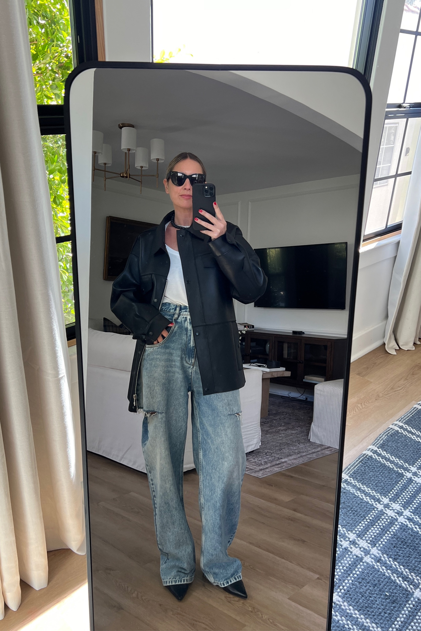 Black Leather Whistles Clean Bonded Jeans + Margiela Split Jeans + White Silk Vest 

#LTKfindsunder100 #LTKeurope #LTKstyletip