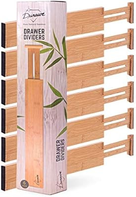Drawer Dividers Bamboo Kitchen Organizers Set of 6 - Spring Loaded Drawer Divider Adjustable & Ex... | Amazon (US)
