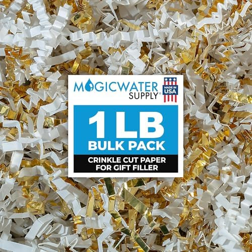 MagicWater Supply - 1 LB - White & Gold - Crinkle Cut Paper Shred Filler great for Gift Wrapping,... | Amazon (US)