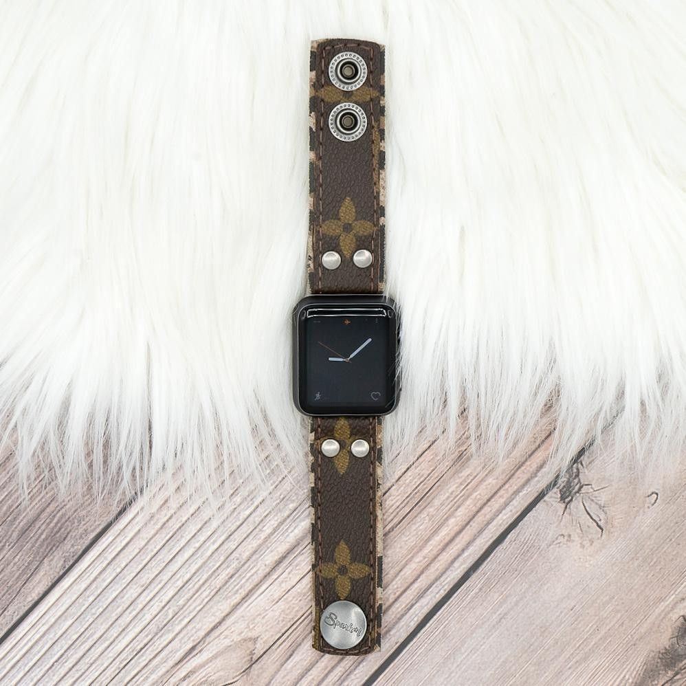 Ready to Ship Skinny Band in Upcycled LV Monogram with Leopard Lining | Sparkl