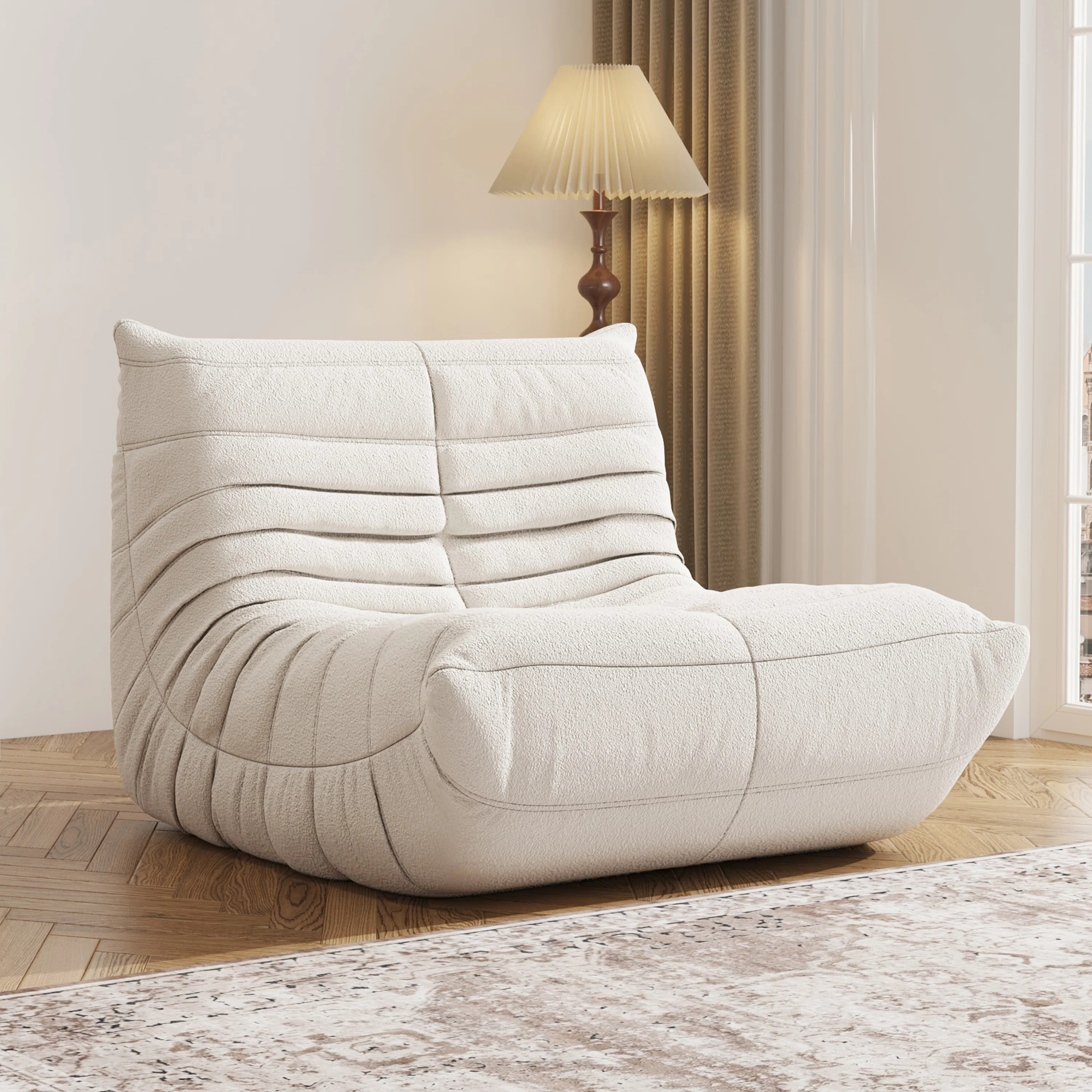 Bean Bag Chair Sofa, 38" Wide No-Assembly Teddy Fabric Sofa - High-Resilience Foam Filled, Lightw... | Wayfair North America