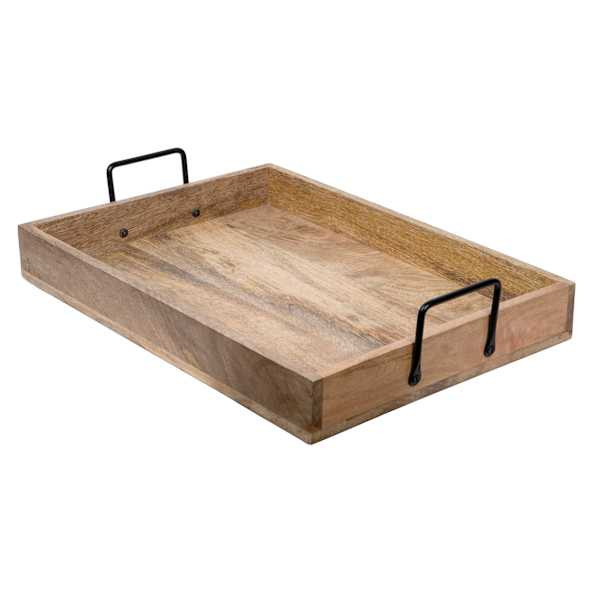 Mango Wood Tray with Handles, 16.5x12 | At Home