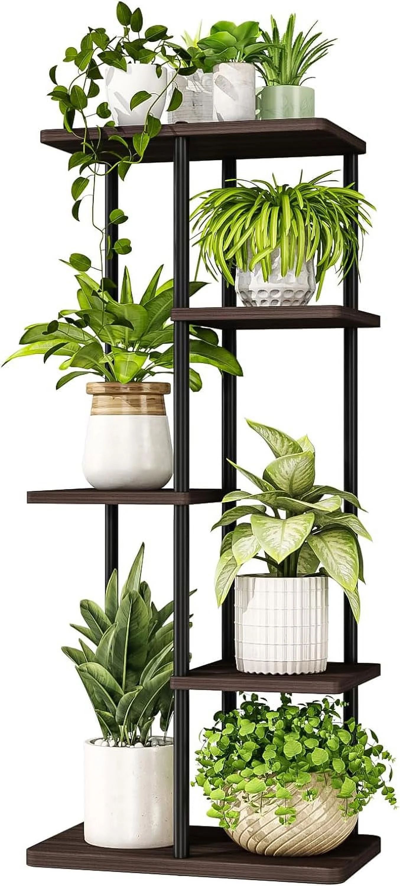 Bamworld Large Multiple Plant Stands Indoor Metal Outdoor 5 Tier Black Tall Shelf for Flower Pot ... | Walmart (US)