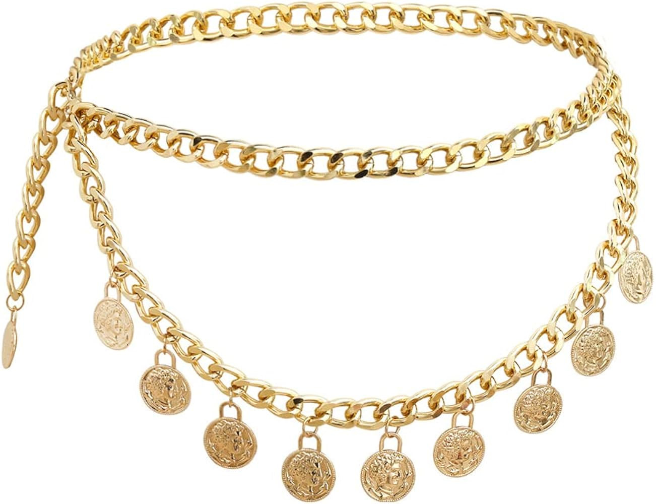 Jurxy Alloy Waist Chain Body Chain for Women Waist Belt Coin Tassel Pendant Belly Chain Adjustabl... | Amazon (US)