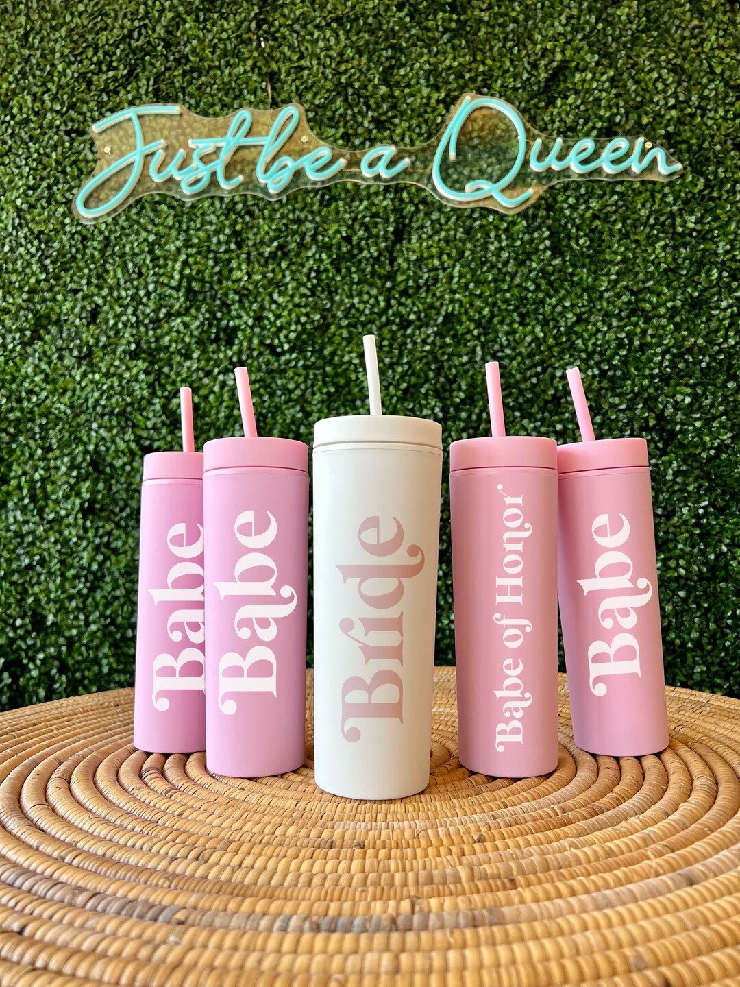 Custom Bride Tumbler, White Skinny Tumbler 20oz with straw, Bachelorette Party Favor, Bridal Part... | Etsy (US)